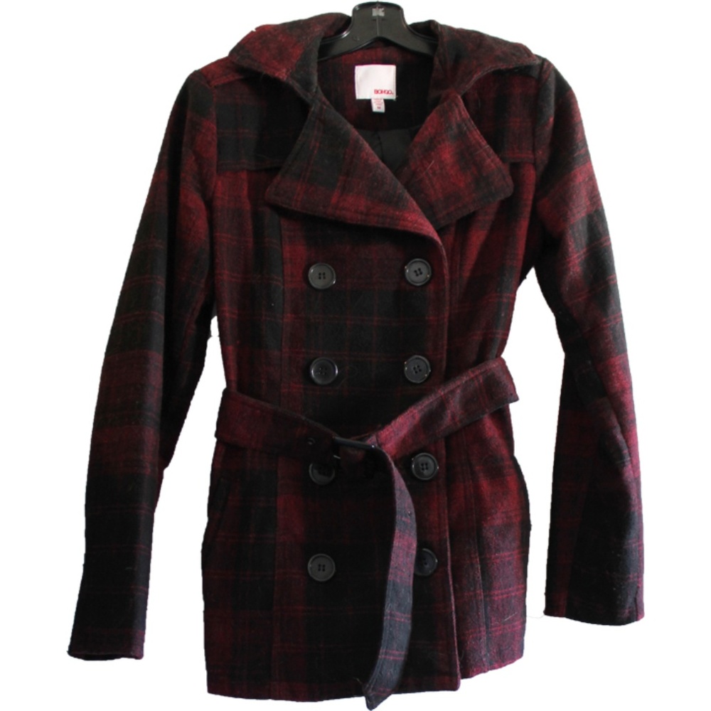 BONGO red/black plaid Peacoat